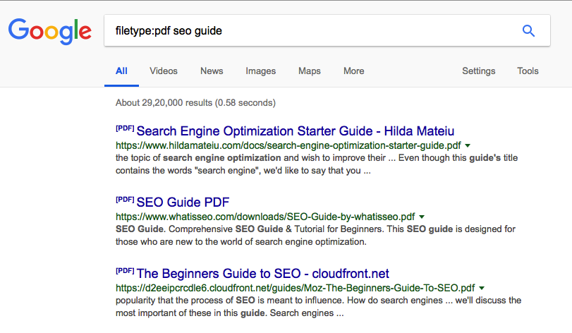 filetype:pdf google search query