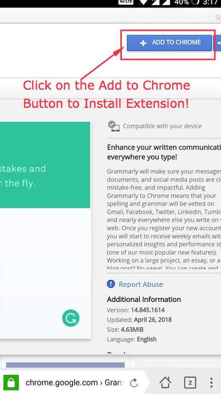 Navigate to the Extension page on Chrome App Store