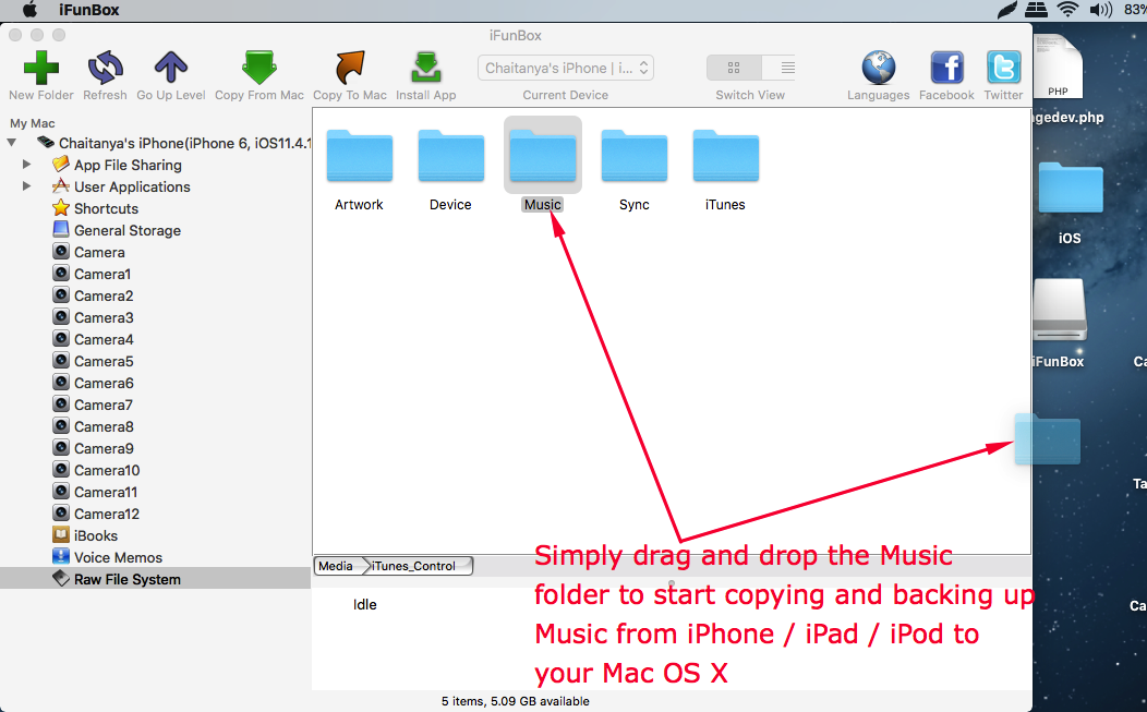 Drag and Drop to copy files from iOS to Mac OS X