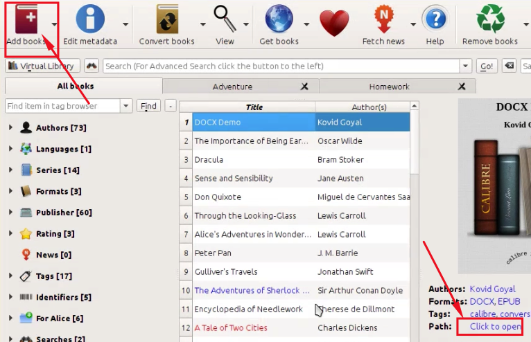 Calibre ePub reader for Mac OS X