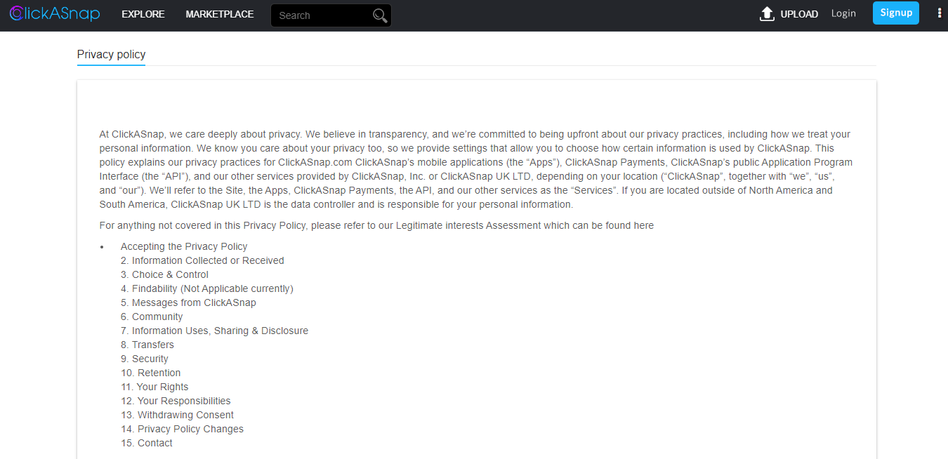 ClickASnap Privacy Policy