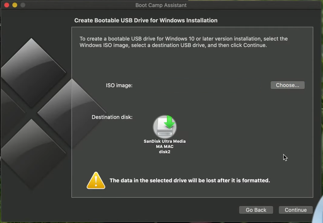 how to install windows on mac from usb